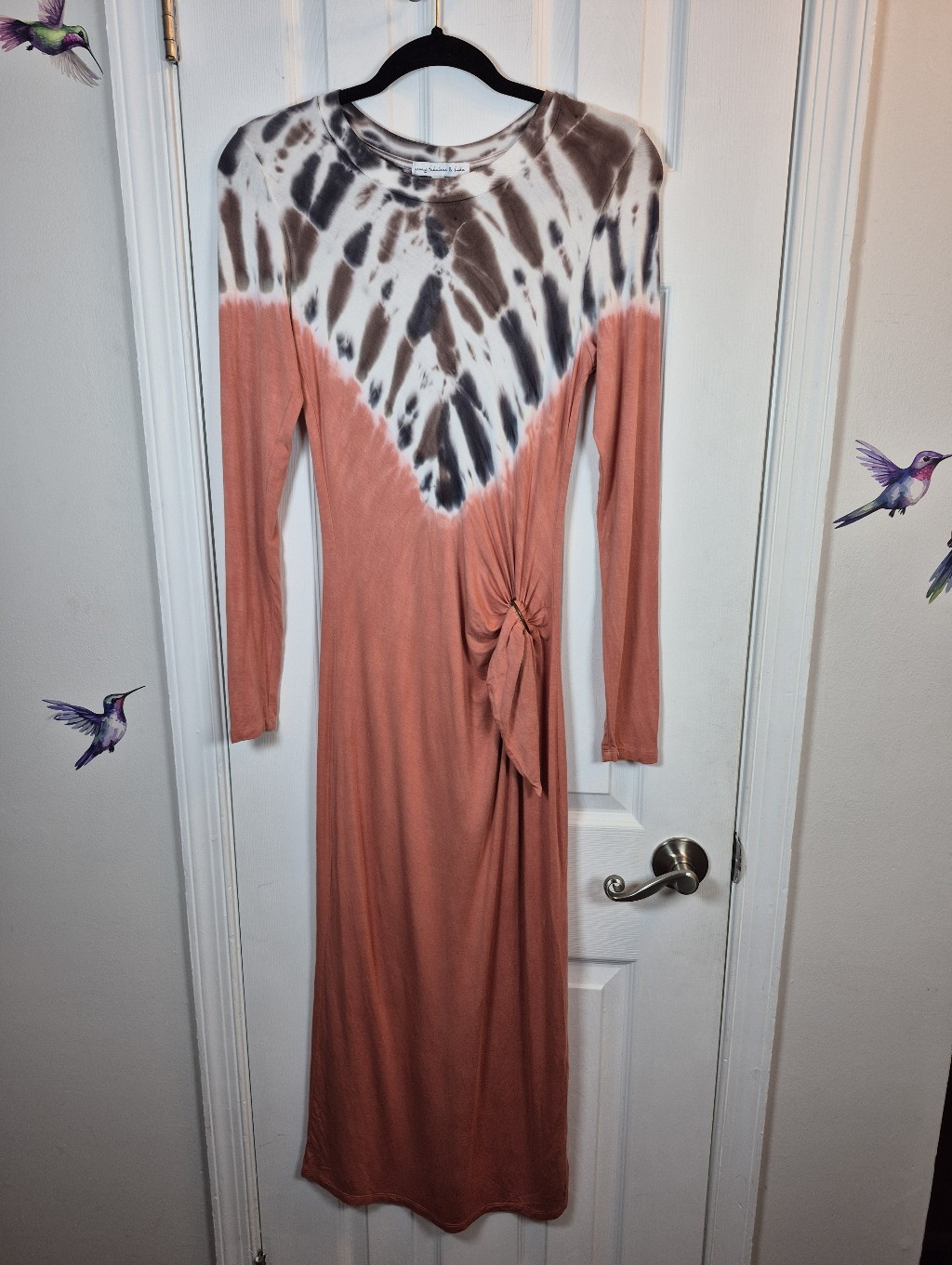 Young Fabulous & Broke Bennet Tie Dye Maxi Dress Xs Earthy Boho Ruched